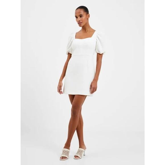 French Connection Whisper Puff Sleeve Mini Dress Women's 8 White NWOT - Picture 11 of 11